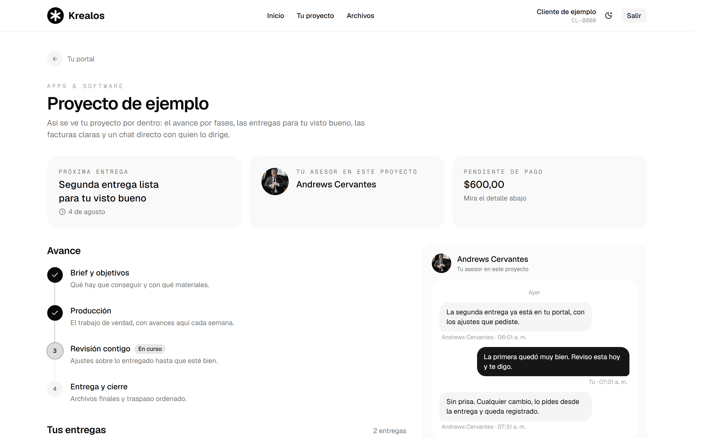 El portal donde sigues tu proyecto: avance, entregas y solicitudes